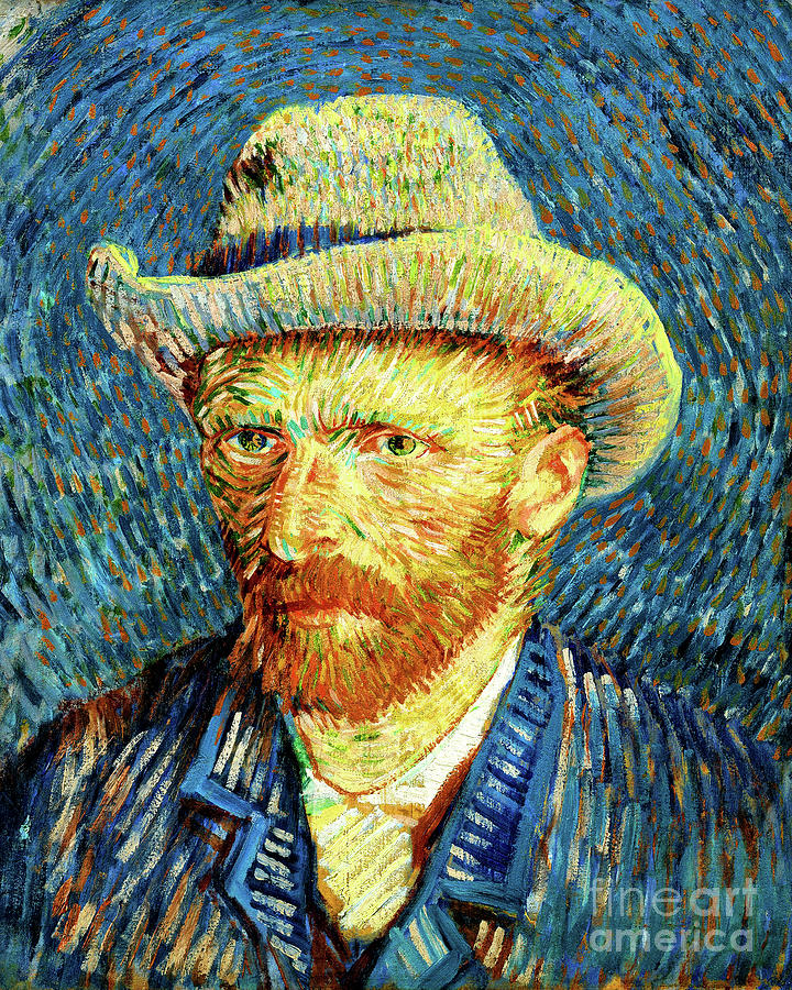 Remastered Art Self Portrait With A Grey Felt Hat by Vincent Van Gogh 20220521 Painting by Vincent Van-Gogh