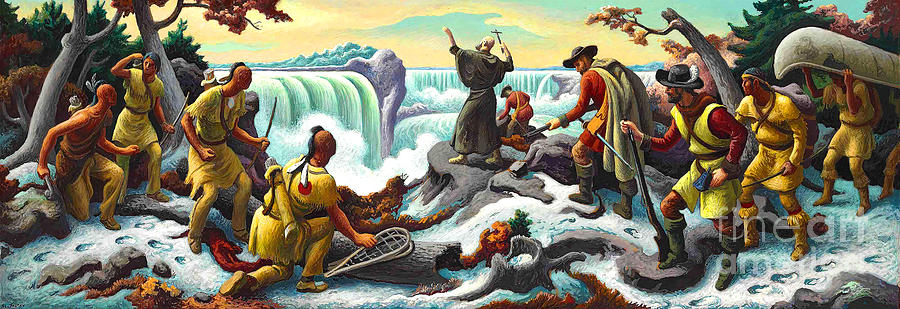 Remastered Art Study For Father Hennepin At Niagara Falls by Thomas Hart Benton 20231122 Painting by Thomas Hart Benton