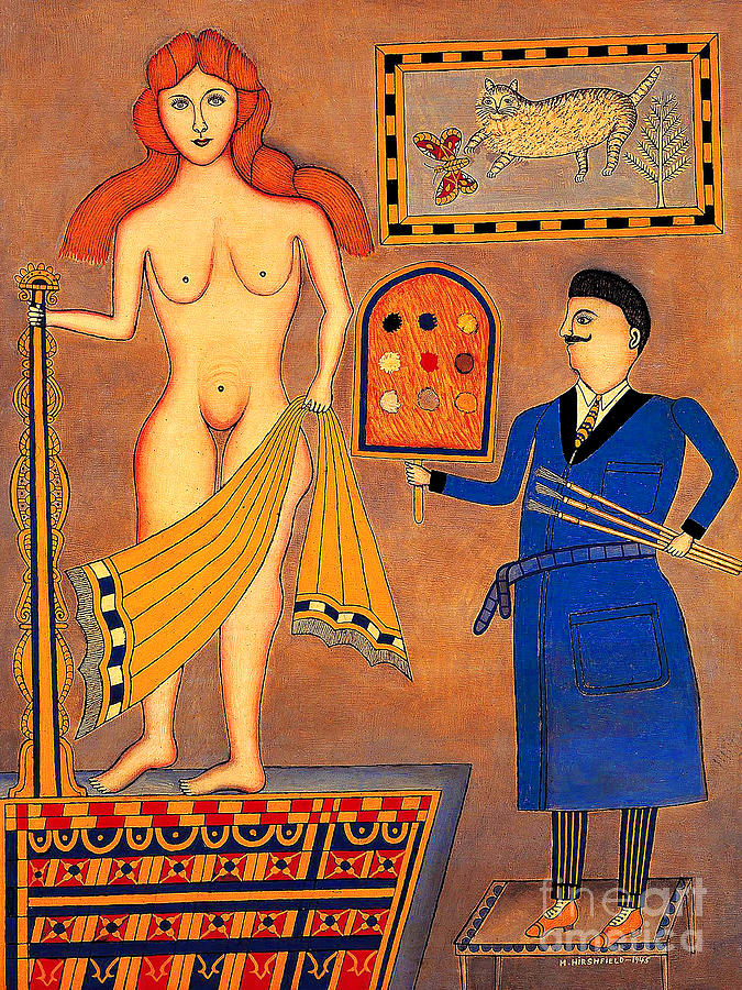 Remastered Art The Artist And His Model by Morris Hirshfield 20220610 Painting by Morris Hirshfield