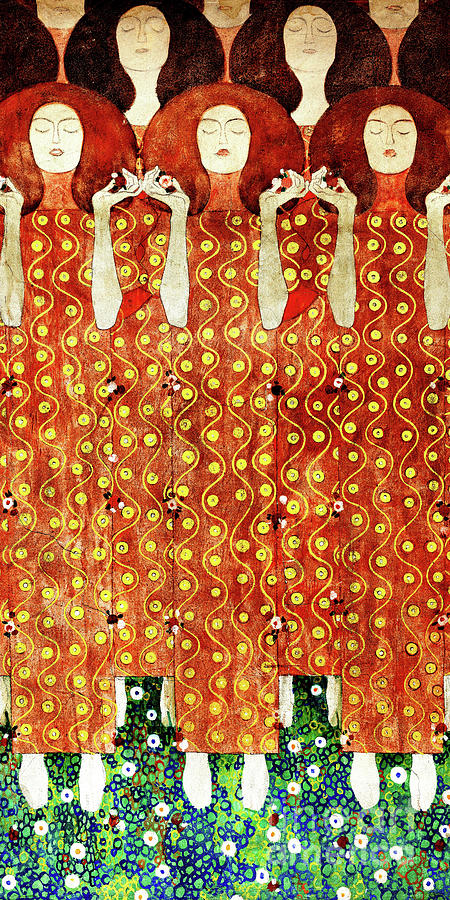 Remastered Art The Beethoven Frieze Paradise Choir by Gustav Klimt 20220403 Long Painting by Gustav-Klimt