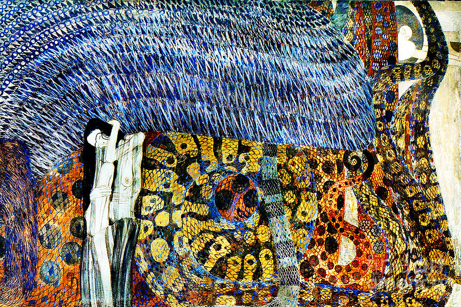 Remastered Art The Beethoven Frieze The Hostile Powers by Gustav Klimt 20220112 Detail 2 Painting by Gustav-Klimt