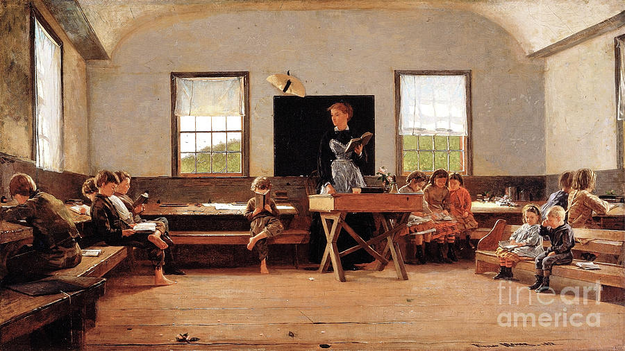 Remastered Art The Country School by Winslow Homer 20231218 Painting by - Winslow Homer