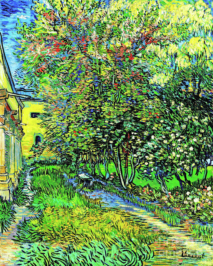 Remastered Art The Garden Of The Asylum At Saint Remy by Vincent Van Gogh 20230412 Painting by Vincent Van-Gogh