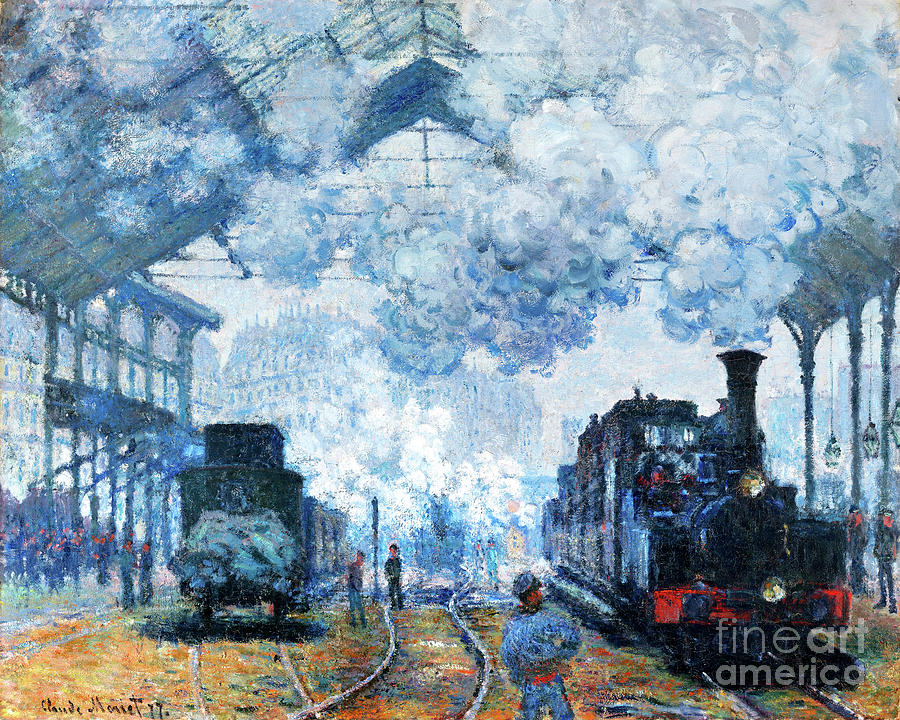 Claude Monet Painting - Remastered Art The Gare Saint-Lazare - Arrival of a Train by Claude Monet 20231226 by - Claude Monet