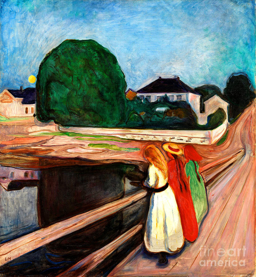 Remastered Art The Girls On The Bridge by Edvard Munch 20220707 Painting by - Edvard Munch