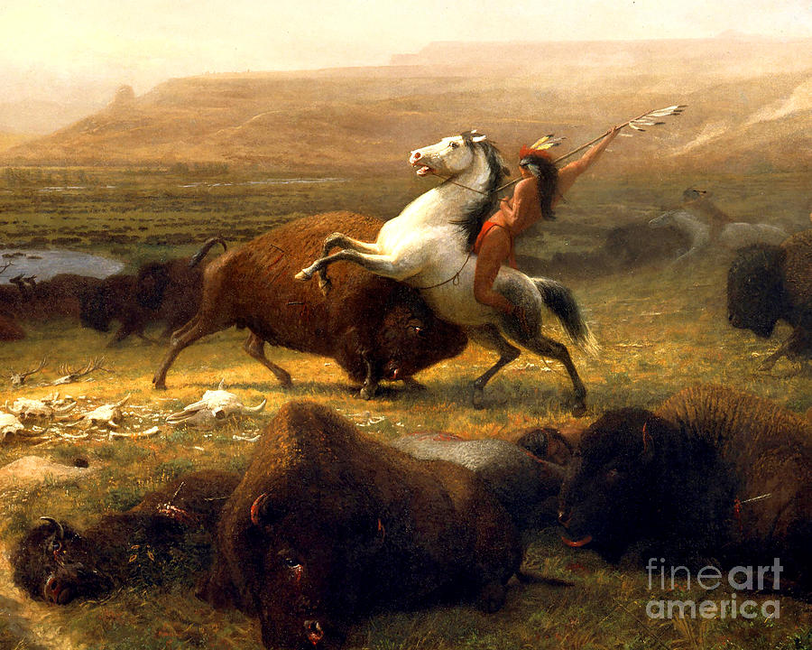 Remastered Art The Last Buffalo by Albert Bierstadt 20220404 Detail 1 Painting by Albert-Bierstadt