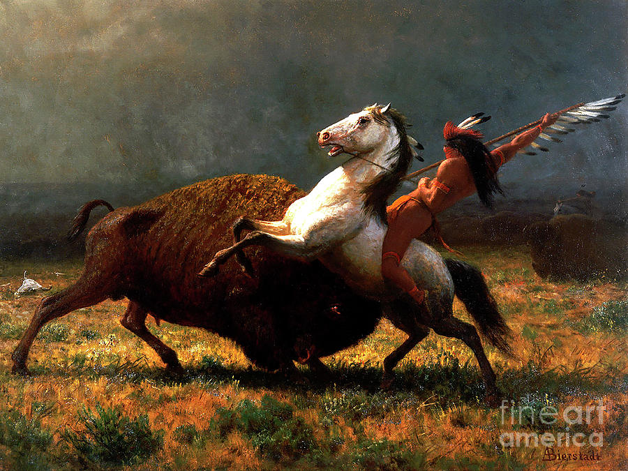 Albert Bierstadt  Painting - Remastered Art The Last Of The Buffalo by Albert Bierstadt 20220405 by Albert-Bierstadt