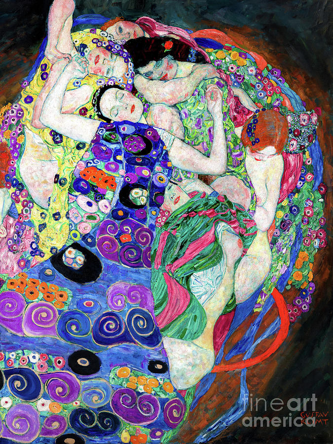 Remastered Art The Maiden by Gustav Klimt 20220402 Painting by Gustav-Klimt