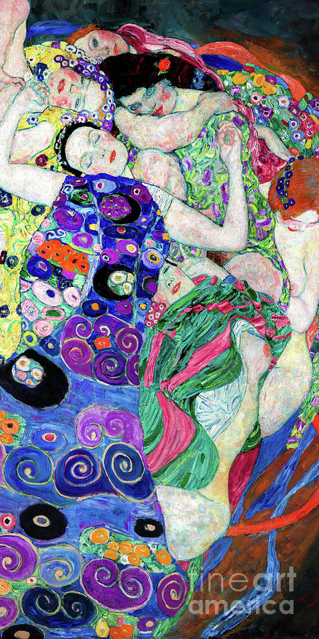 Remastered Art The Maiden by Gustav Klimt 20220402 Long Painting by Gustav-Klimt