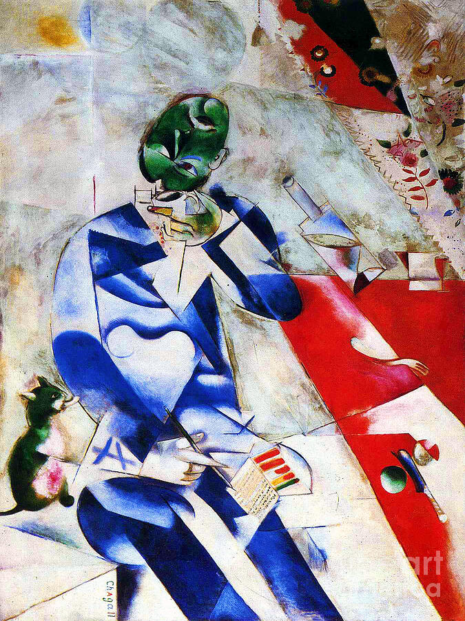 Remastered Art The Poet or Half Past Three by Marc Chagall 20240225 Painting by Marc Chagall