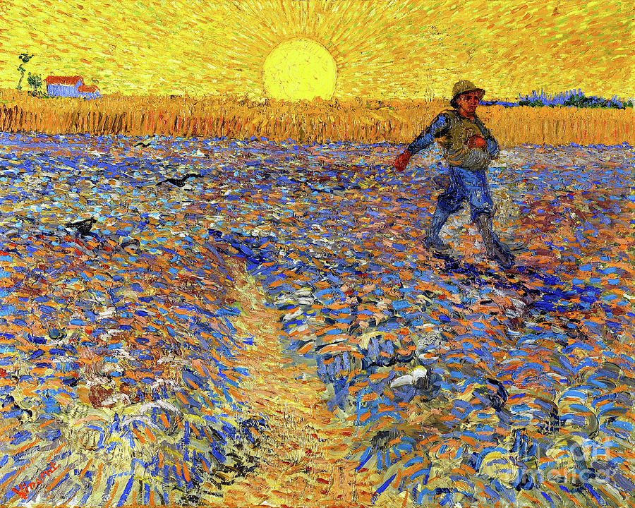 Landscape Painting - Remastered Art The Sower by Vincent Van Gogh 20230520 by Vincent Van-Gogh