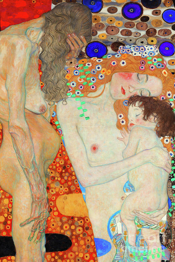 Remastered Art The Three Ages Of Woman by Gustav Klimt 20120401 Painting by Gustav-Klimt