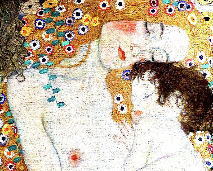 Remastered Art The Three Ages Of Woman Mother and Child by Gustav Klimt 20120401 Detail 2 Painting by Gustav-Klimt