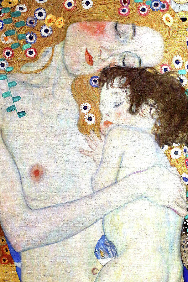 Remastered Art The Three Ages Of Woman Mother and Child by Gustav Klimt 20120401 Painting by Gustav-Klimt