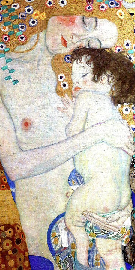 Remastered Art The Three Ages Of Woman Mother and Child by Gustav Klimt 20120401 Long Painting by Gustav-Klimt