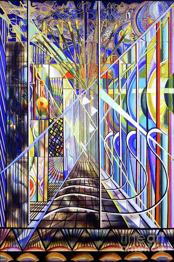 Remastered Art The Voice of The City of New York Interpreted The White Way by Joseph Stella 20220111 Painting by Joseph Stella