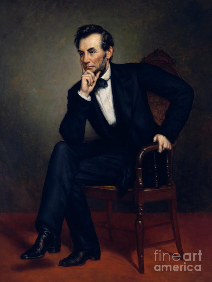 Remastered Art United States 16th President Abraham Lincoln Portrait by George Peter Alexander Healy Painting by George Peter Alexander Healy