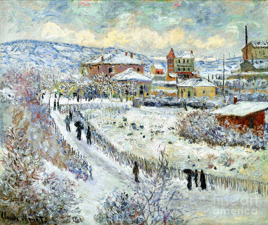 Claude Monet Painting - Remastered Art View of Argenteuil in the Snow by Claude Monet 20231231 by - Claude Monet