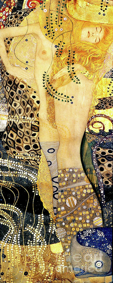 Remastered Art Water Serpents I by Gustav Klimt 20220402 Long Painting by Gustav-Klimt