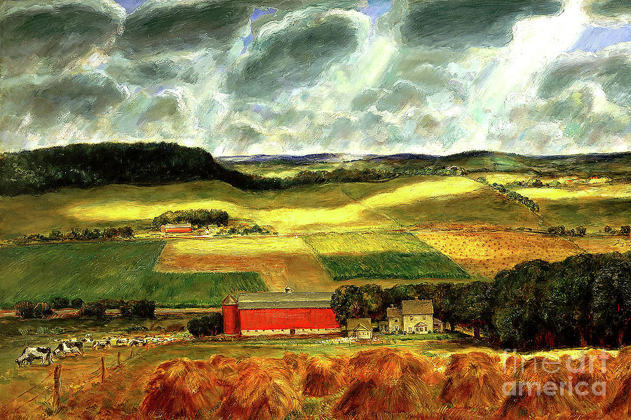 Remastered Art Wisconsin Landscape by John Steuart Curry 20220519 v2 Painting by John Steuart Curry