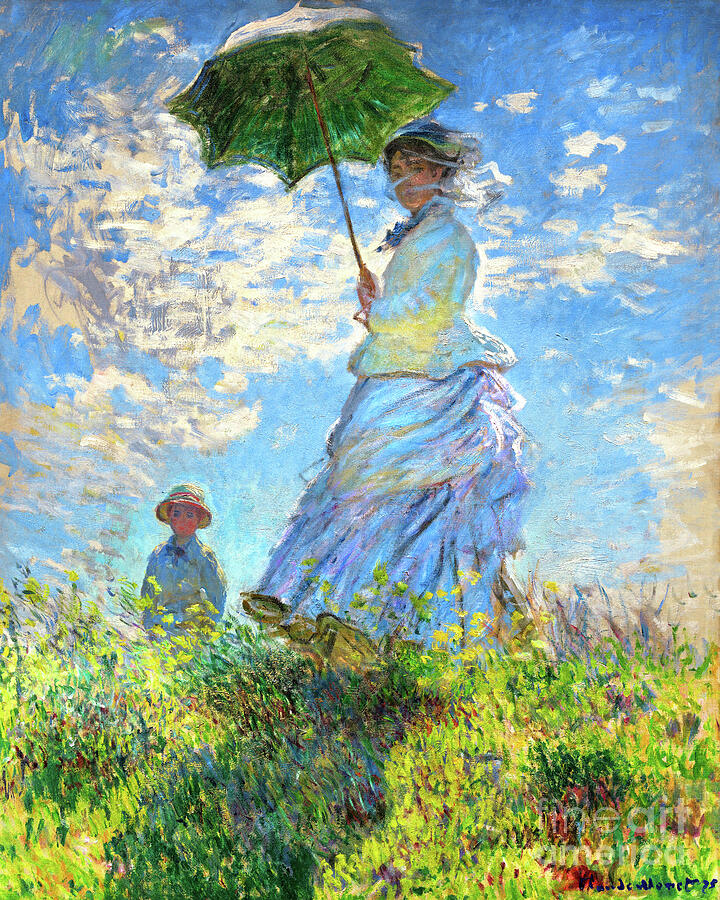 Claude Monet Painting - Remastered Art Woman With A Parasol Madame Monet And Her Son by Claude Monet 20231207 by - Claude Monet