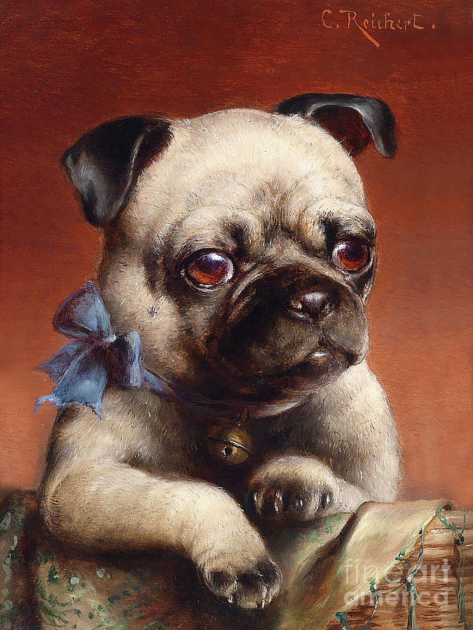 Remastered Art Young Pug by Carl Reichert 20220119 Painting by Carl Reichert