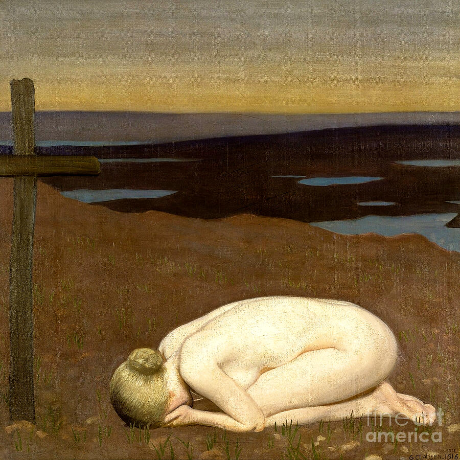 Remastered Art Youth Mourning by George Clausen 20240217 Painting by George Clausen
