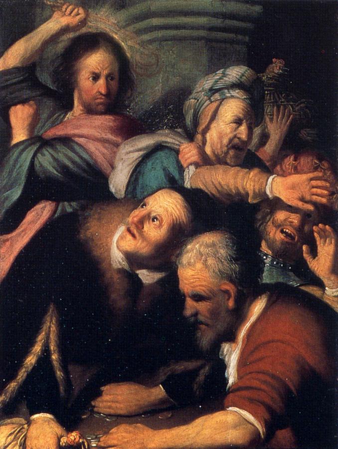 Rembrandt - Christ Driving the Money-changers from the Temple Painting ...