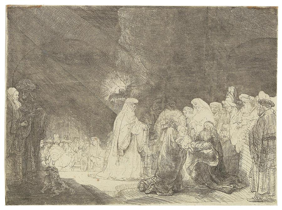 Architecture Digital Art - Rembrandt Harmensz van Rijn The Presentation in the Temple by Celestial Images