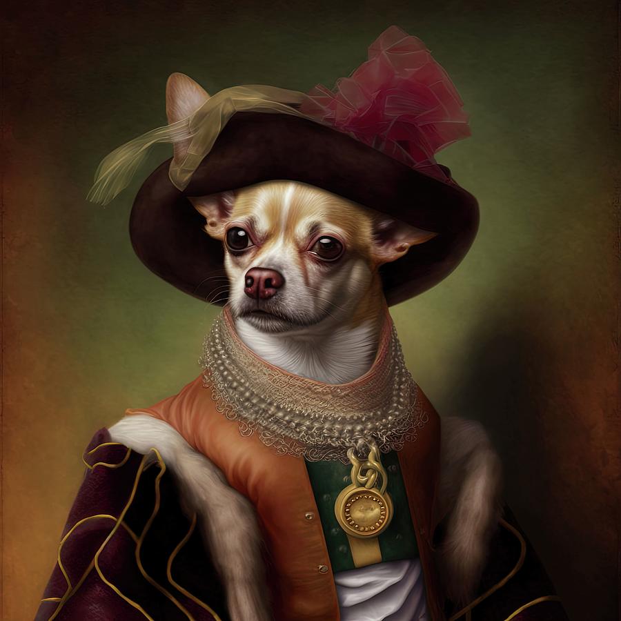 Rembrandt painting of Chihuahua Painting by Vincent Monozlay