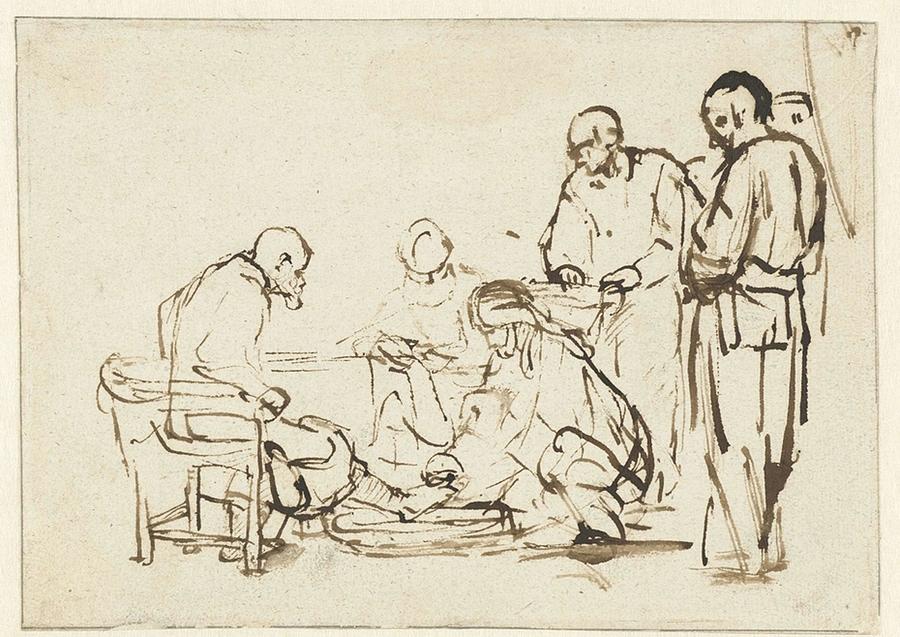 Rembrandt - The Washing of the Feet Painting by Les Classics