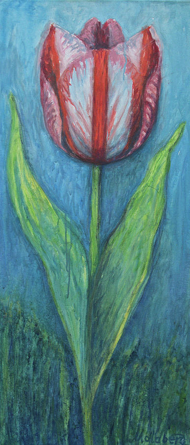 Tulip Painting - Rembrandt Tulip by Vibeke Moldberg