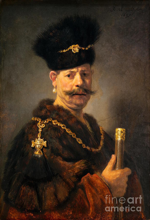 Rembrandt van Rijn - A Polish Nobleman Painting by Alexandra Arts