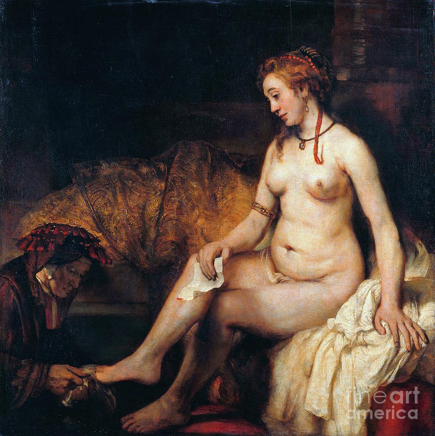 Rembrandt van Rijn - Bathsheba at Her Bath Painting by Alexandra Arts