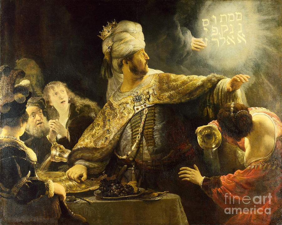 Rembrandt van Rijn - Belshazzars feast Painting by Alexandra Arts