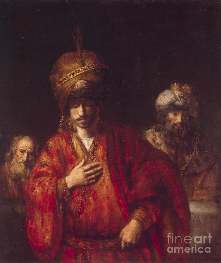 Rembrandt van Rijn - Haman Recognizes His Fate Painting by Alexandra Arts
