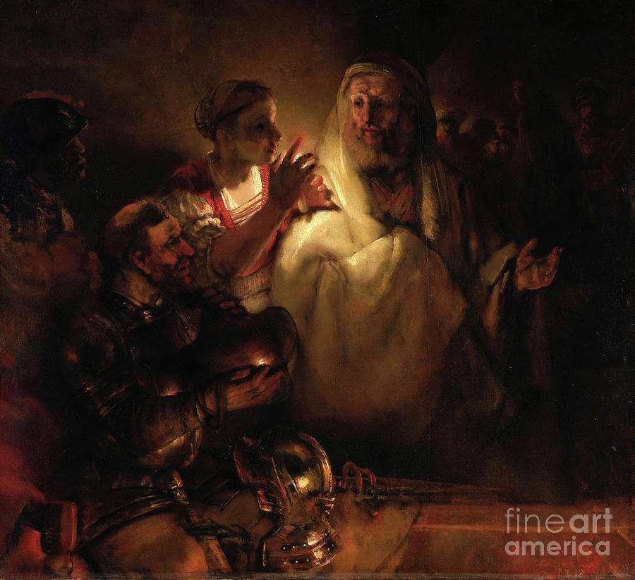 Rembrandt van Rijn - The Denial of Saint Peter Painting by Alexandra Arts