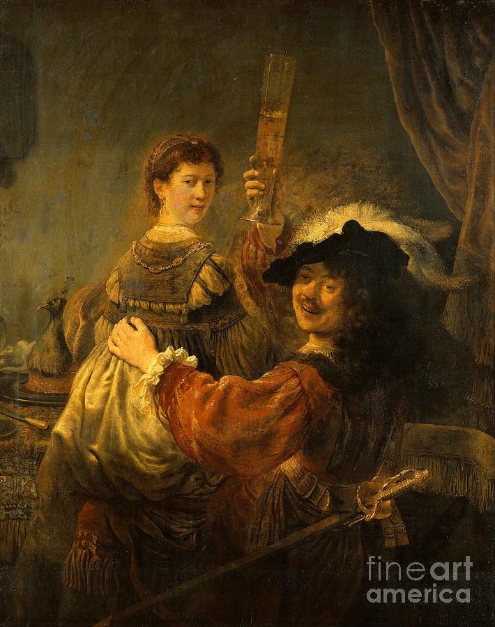 Rembrandt van Rijn - The Prodigal Son in the Brothel Painting by Alexandra Arts