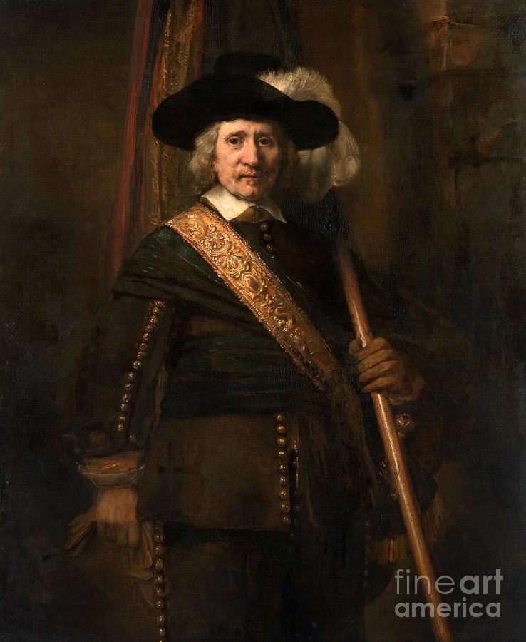 Rembrandt van Rijn - The Standard Bearer Painting by Alexandra Arts