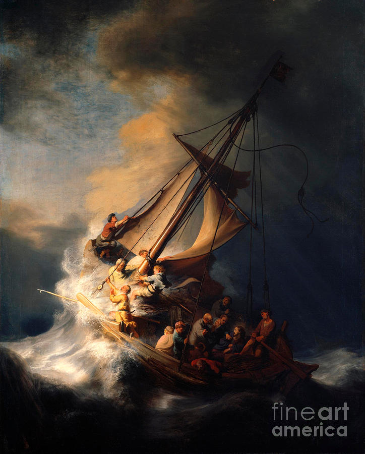 Rembrandt van Rijn - The Storm on the Sea of Galilee Painting by Alexandra Arts