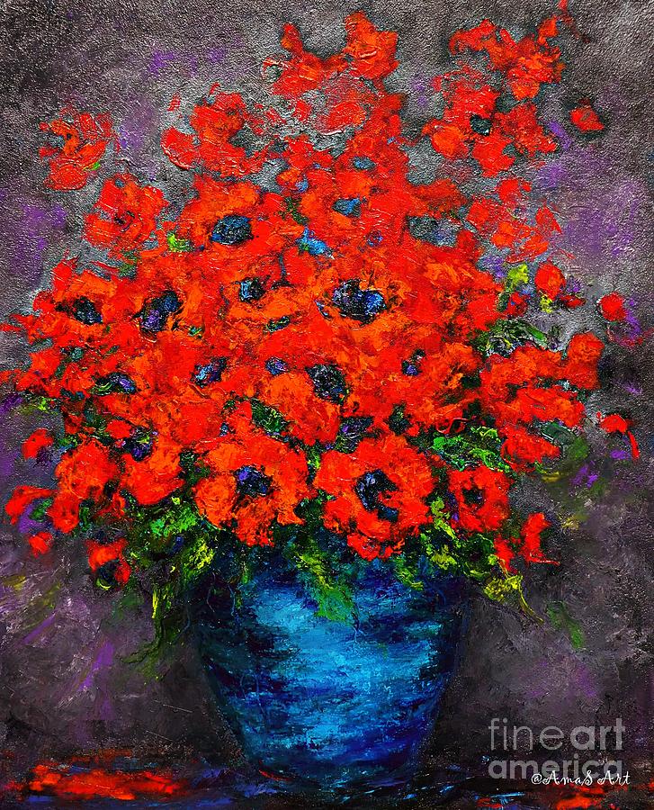 Stiil Life with Red Poppy Flowers Painting by Amalia Suruceanu