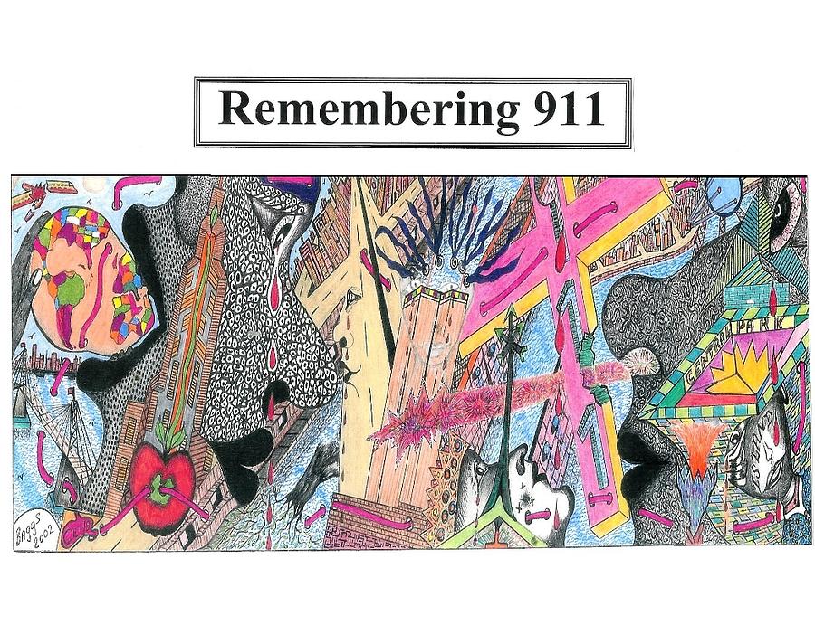 Remembering 911 Drawing by Dr Alwyn Nicholas