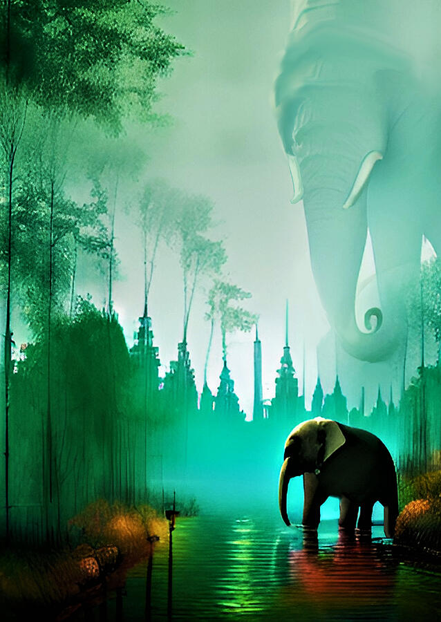 Remembering My Papa - Elephant Art Digital Art by Ronald Mills