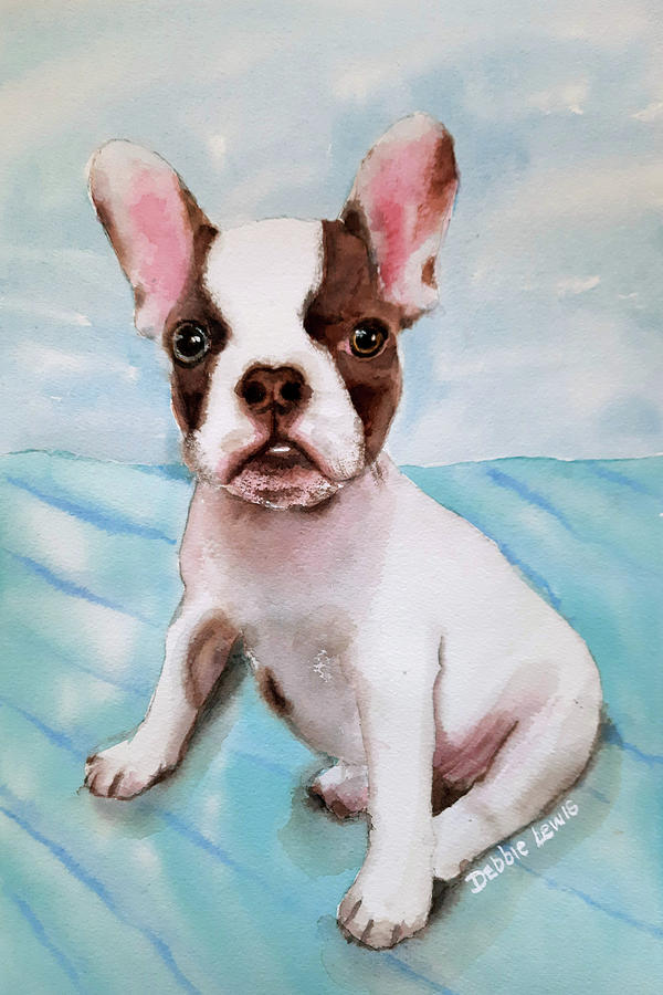 Remi the Frenchie Painting by Debbie Lewis