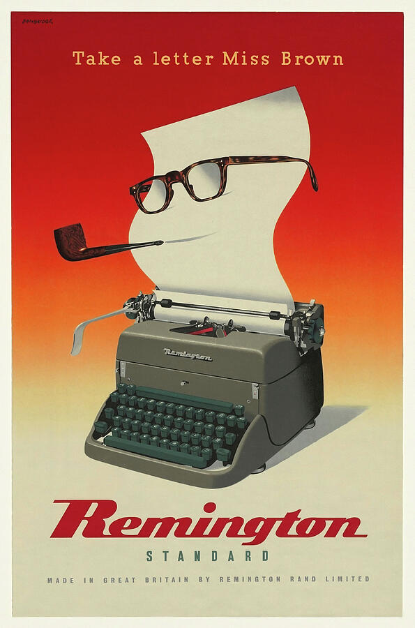 Remington Standard - Vintage British typewriter advertisement - object poster Mixed Media by John Bainbridge Remington Standard - Vintage British typewriter advertisement - object poster Mixed Media by John Bainbridge