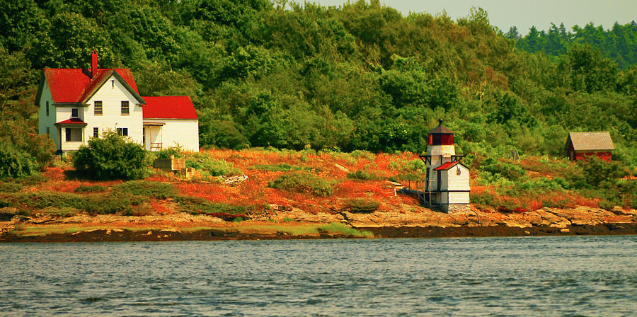 Remote Lighthouse in Maine - Painting Photograph by Paul Mangold