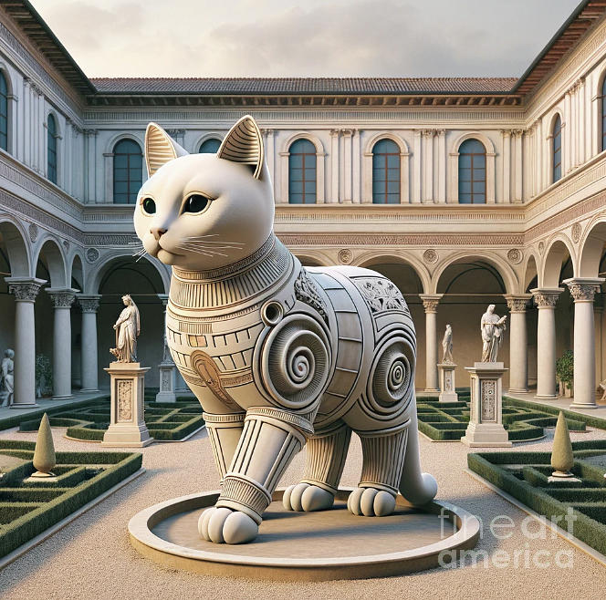 Renaissance Architecture Cat Digital Art by Holly Picano