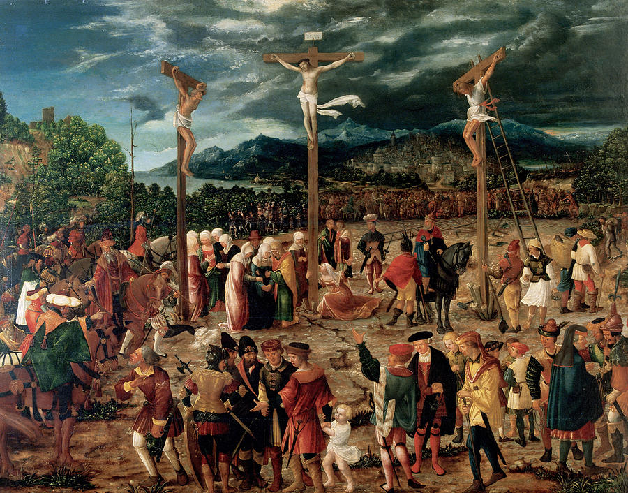 RENAISSANCE ART. GERMANY. S. XVI. HANS MIELICH -1516-1573-. German painter. CRUCIFIXION -1539-.... Painting by Album