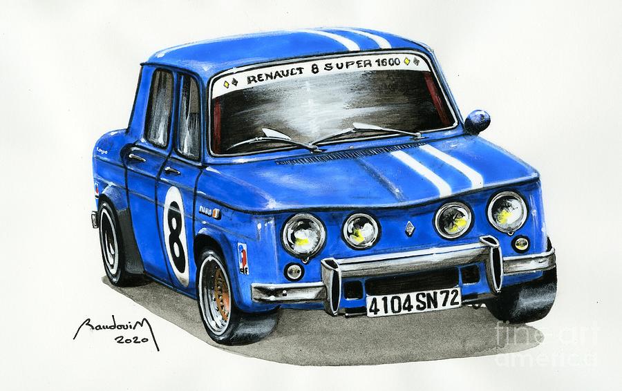 Renault R8 GORDINI Painting by Alain BAUDOUIN ABmotorART
