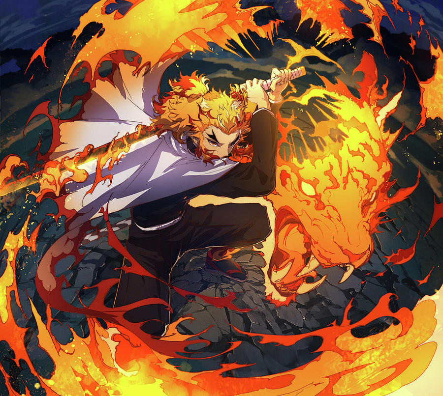 Rengoku Kyojuro Fire Tiger Digital Art by Nguyen Hai - Fine Art America